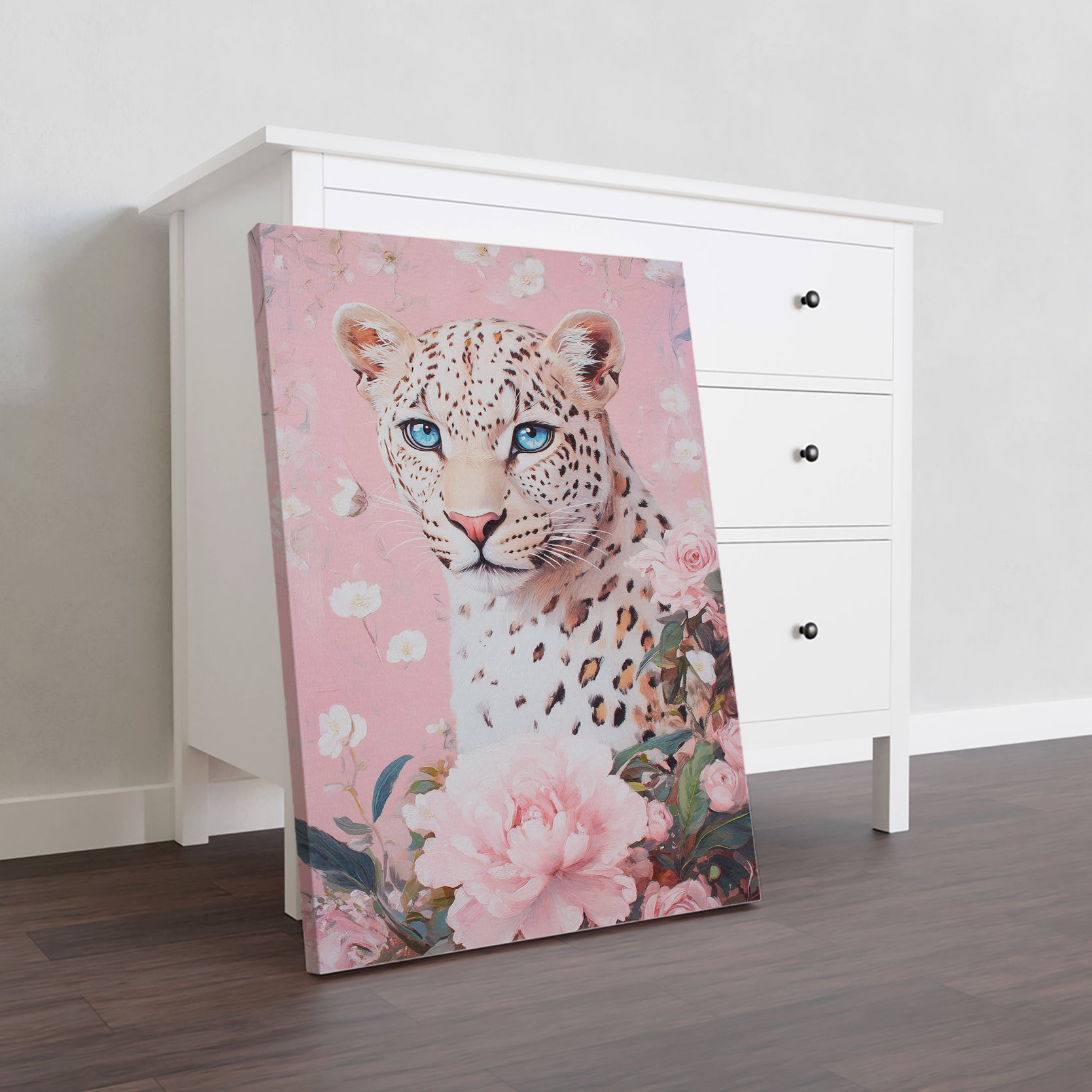 Enhance the look and feel of your living room, sofa backdrop, or bedside with our stunning Leopard Portrait Canvas Wall Art. Made with high-quality materials, this piece adds a touch of elegance to any home decor. Bring the majestic beauty and power of leopards into your space with this captivating artwork.