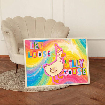 Silly Goose wall art with party hat goose