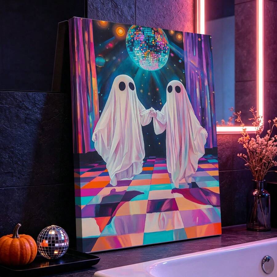 Let's Boogie Ghost Disco Halloween Canvas Poster 