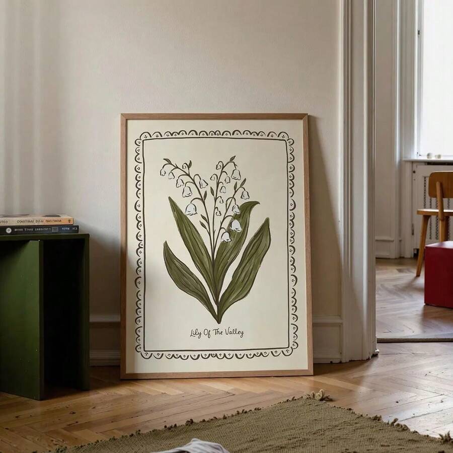 Bring timeless elegance to your space with this Lily of the Valley Botanical Canvas Poster. Featuring delicate botanical illustrations in a vintage minimalist style, this piece combines Christian folk art traditions with contemporary home design. The waterproof canvas material ensures durability and longevity, making it perfect for any room—from dining areas to living spaces. Available as both framed and unframed options to suit your aesthetic preferences.