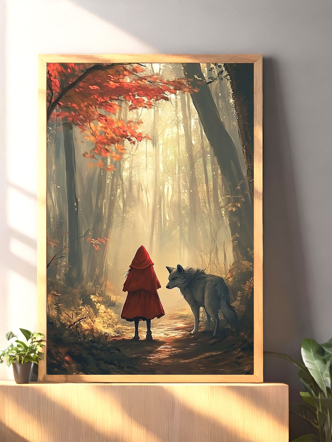 This Little Red Riding Riding canvas poster combines the classic tale with a realistic and detailed style, perfect for fans of the story. Made with high-quality canvas, this poster is sure to add a touch of nostalgia and charm to any room.