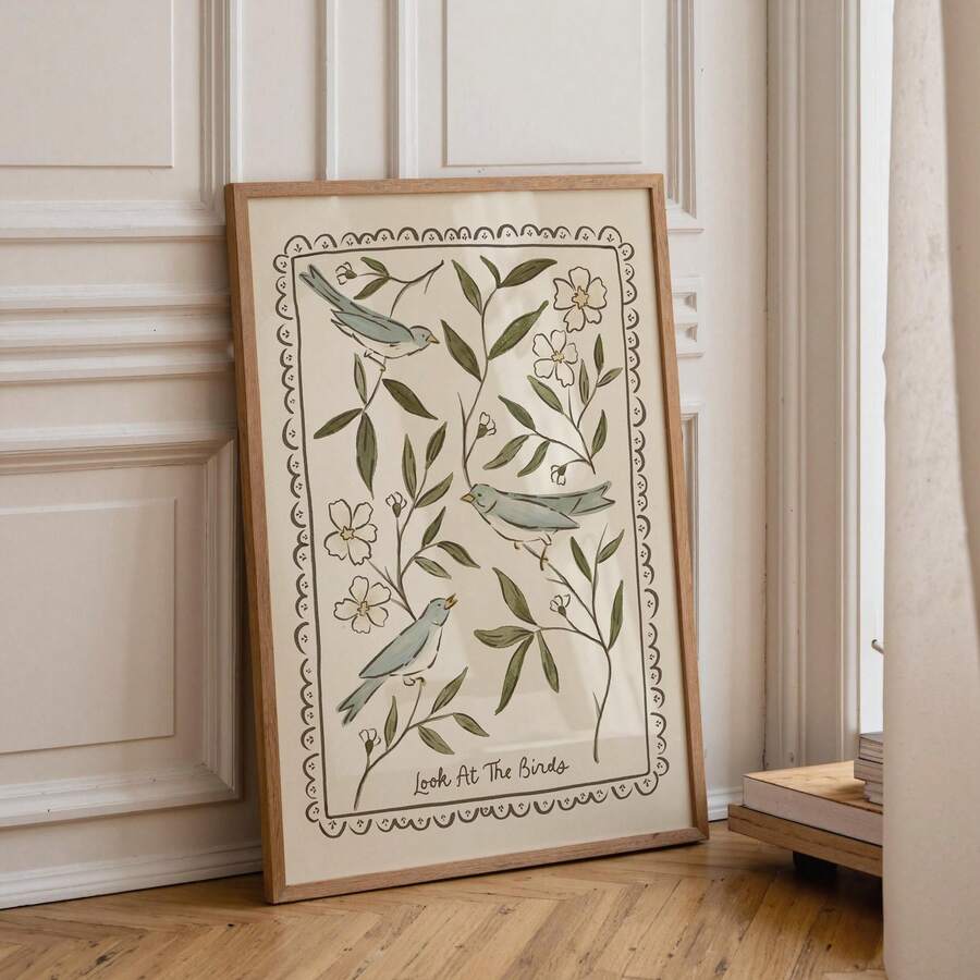 Look at the Birds wall art with pale blue birds