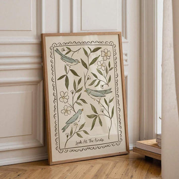 Look at the Birds wall art with pale blue birds