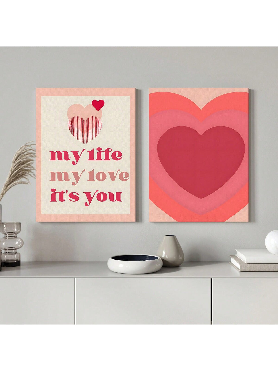 Bring love into your home with our 2-piece Valentine's Day wall art set. Beautifully crafted frames with heartfelt designs make for perfect home decor. Elevate the ambiance of any room with this love-inspired artwork. Show your affection with a thoughtful and stylish addition to your home.