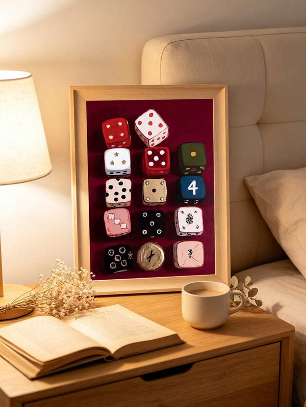 Colorful lucky dice Y2K aesthetic canvas poster for retro room decor
