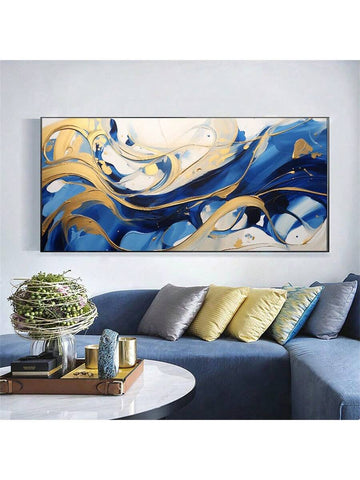 Elevate your living space with this luxurious frameless canvas art featuring a striking golden and blue marble design. Crafted for contemporary interiors, its rich color palette and seamless edges create a sophisticated focal point that enhances any room. This piece combines modern elegance with artistic depth, making it an ideal choice for those seeking refined home decor that commands attention without overwhelming the space.