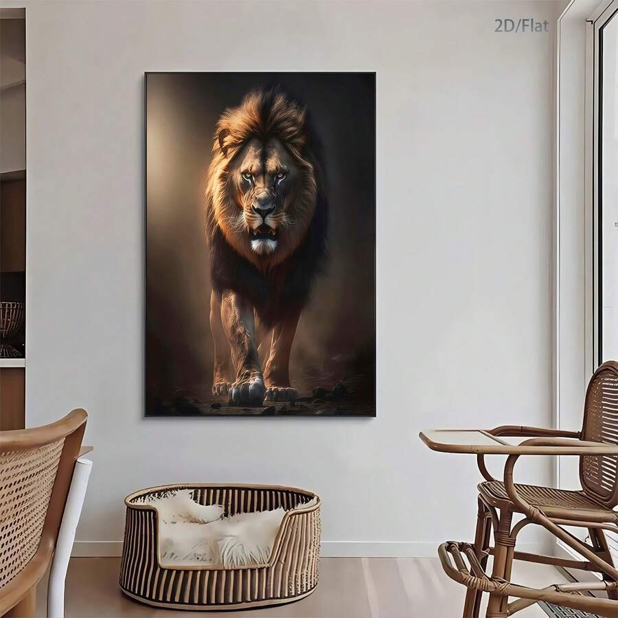 Bring fierce elegance into your space with this striking Majestic Angry Lion Canvas Art. Featuring a powerful animal graphic in modern style, this unframed hanging painting showcases bold wildlife imagery on premium canvas. Perfect for home offices, living rooms, or creative spaces, the waterproof fabric painting adds dramatic character to any wall. The scroll design offers versatile display options, making it an ideal statement piece for those who appreciate nature-inspired contemporary decor.