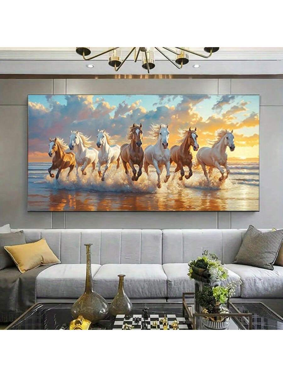 Elevate your space with the Majestic Horses at Sunset Canvas Art, a minimalist piece designed to bring serene beauty to any living room, bedroom, or office. This artwork captures the graceful silhouette of horses against a warm sunset, offering a sophisticated focal point that complements modern interiors. Crafted with high-quality materials, it ensures lasting vibrancy and durability, making it an ideal choice for those seeking refined, nature-inspired décor.