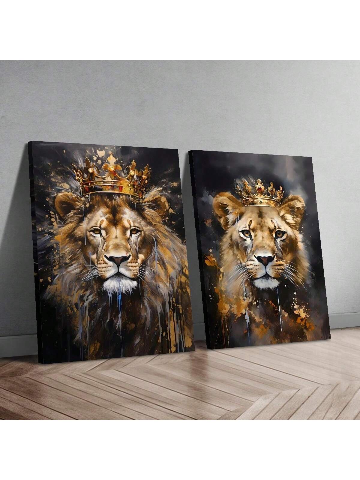 Elevate your living space with the Majestic King and Queen Lion Canvas Wall Art Set. This elegant duo captures the regal presence of lions, adding a sophisticated animal-themed accent to your living room or bedroom. Crafted with attention to detail, these canvases bring a sense of strength and grace, enhancing your décor with timeless artistry. Perfect for those seeking a refined statement piece that combines nature’s majesty with stylish interior design.