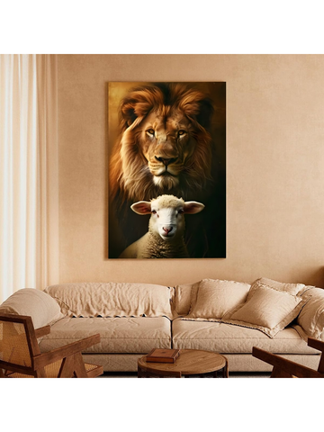 Bring a touch of inspiration to your home or farmhouse with our Majestic Lion and Lamb Framed Canvas Wall Art. Featuring a striking depiction of these powerful and peaceful animals, this piece is the perfect addition to any room. Let it remind you of the beauty of faith and nature every day.