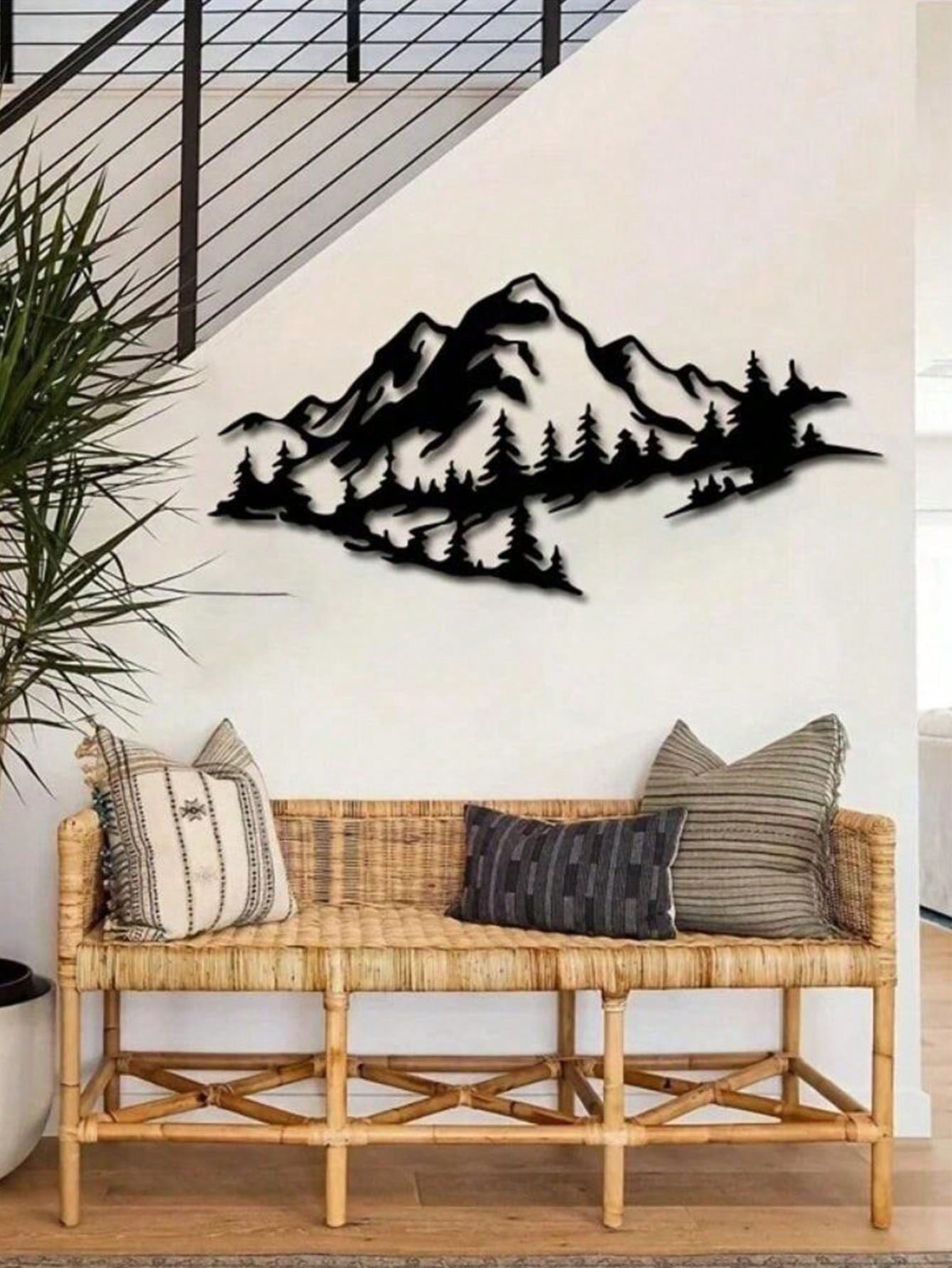 Add a touch of nature's beauty to your home with our Majestic Mountain Range Metal Wall Art. Handcrafted with precision, this piece is perfect for both indoor and outdoor decoration. Made with high-quality metal, it will add a unique and elegant touch to any space.