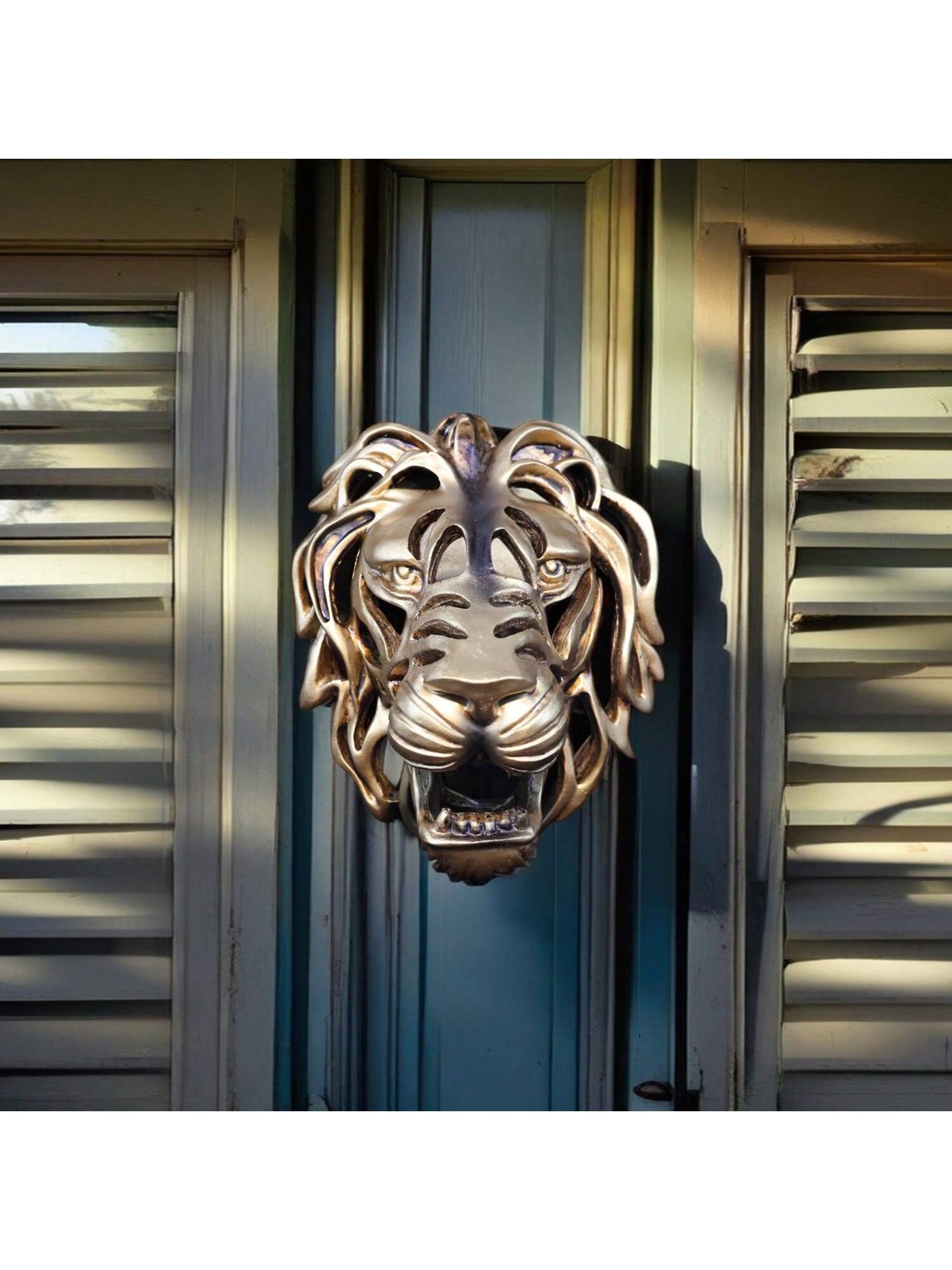 Add a touch of regal elegance to your home and garden with Majestic Resin Lion Head Wall Art. The stunning metallic finish of this sculpture brings an air of sophistication and grandeur to any space. Expertly crafted from high-quality resin, this piece is durable and long-lasting. Elevate your decor with this majestic lion head sculpture.
