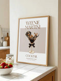 Framed Weenie Martini poster with a dachshund relaxing in a cocktail glass