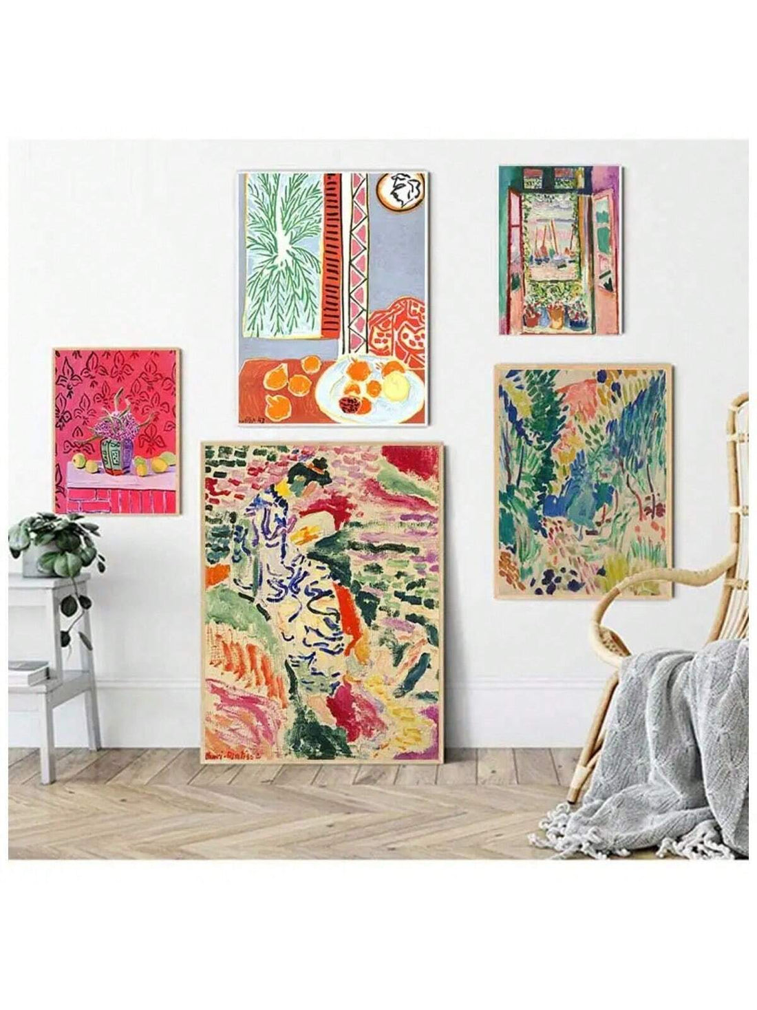 Bring modernist elegance into your space with this Matisse-inspired canvas art print. Featuring bold, organic shapes and a harmonious color palette reminiscent of the fauvist master, this retro landscape composition captures the essence of mid-century artistic innovation. The print's simplified forms and vibrant hues create visual interest while maintaining a sophisticated aesthetic that complements contemporary and vintage interiors alike. Perfect for gallery walls, living rooms, or creative spaces seeking