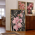 Maximalist Pink Floral Zebra Print Feminine Canvas Poster 