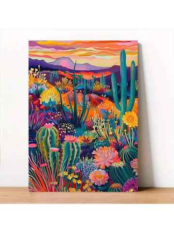 This Medieval Modern Sunset and Cactus Canvas Art features a retro western desert design, perfect for adding a touch of nostalgia to any living room, bedroom, or home office. The vibrant colors and detailed cactus illustration create a unique atmosphere that will transport you to a different time and place. Bring a piece of the old west into your home with this stunning wall decoration.
