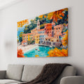 Transform your living room, sofa backdrop or bedside with our Mediterranean Coastal Village Canvas Wall Art. This Italian Riviera Seascape Painting evokes a serene seaside atmosphere with its stunning portrayal. Elevate your home decor with this picturesque piece that will transport you to the idyllic Mediterranean coast.