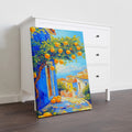 Mediterranean Orange Tree Canvas Wall Art, Vibrant Textured Oil Painting