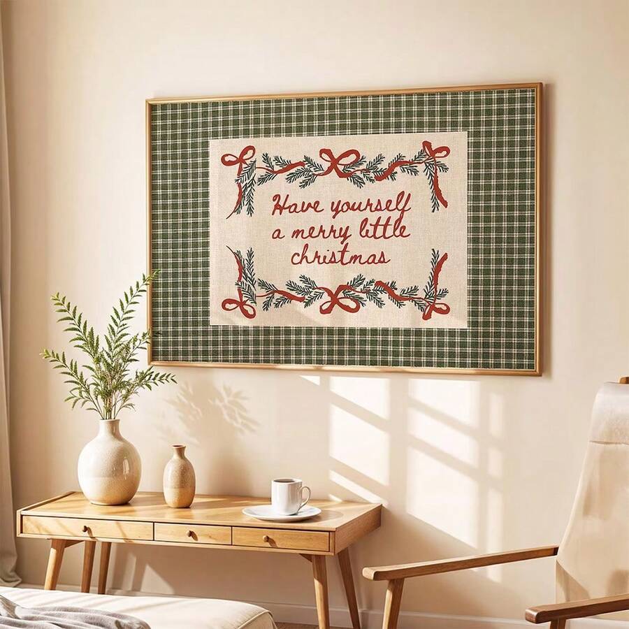 Rustic garland autumn Christmas canvas wall art