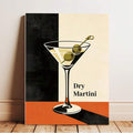 Mid-Century Modern Dry Martini Retro Classic Cocktail Bar Cart Canvas Poster 
