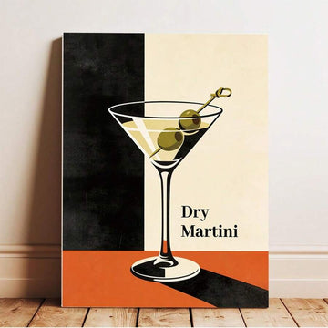 Mid-Century Modern Dry Martini Retro Classic Cocktail Bar Cart Canvas Poster 
