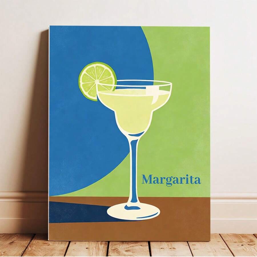Mid-Century Modern Margarita Retro Tequila Cocktail Bar Cart Canvas Poster