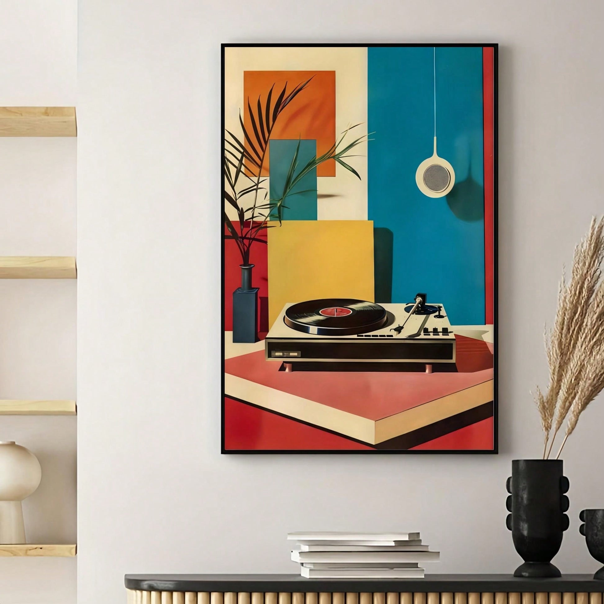 Add a touch of vintage charm to your home or office with our Mid-Century Modern Vinyl Record Player Canvas Art. This unique piece of decor showcases a classic record player in a modern style, perfect for music lovers and design enthusiasts alike. Bring a bit of nostalgia and sophistication to any space with this elegant and timeless artwork.
