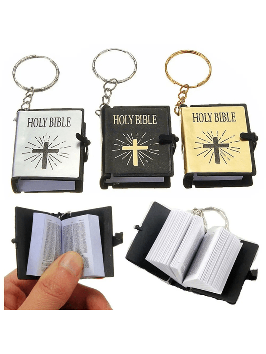 Take your faith with you wherever you go with the Mini Holy Bible Keychain. This portable keychain contains a miniature version of the Holy Bible, providing a constant reminder of your beliefs. Perfect for everyday use or as a thoughtful gift for any religious individual.
