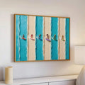 Coastal surfers wall art in wood frame