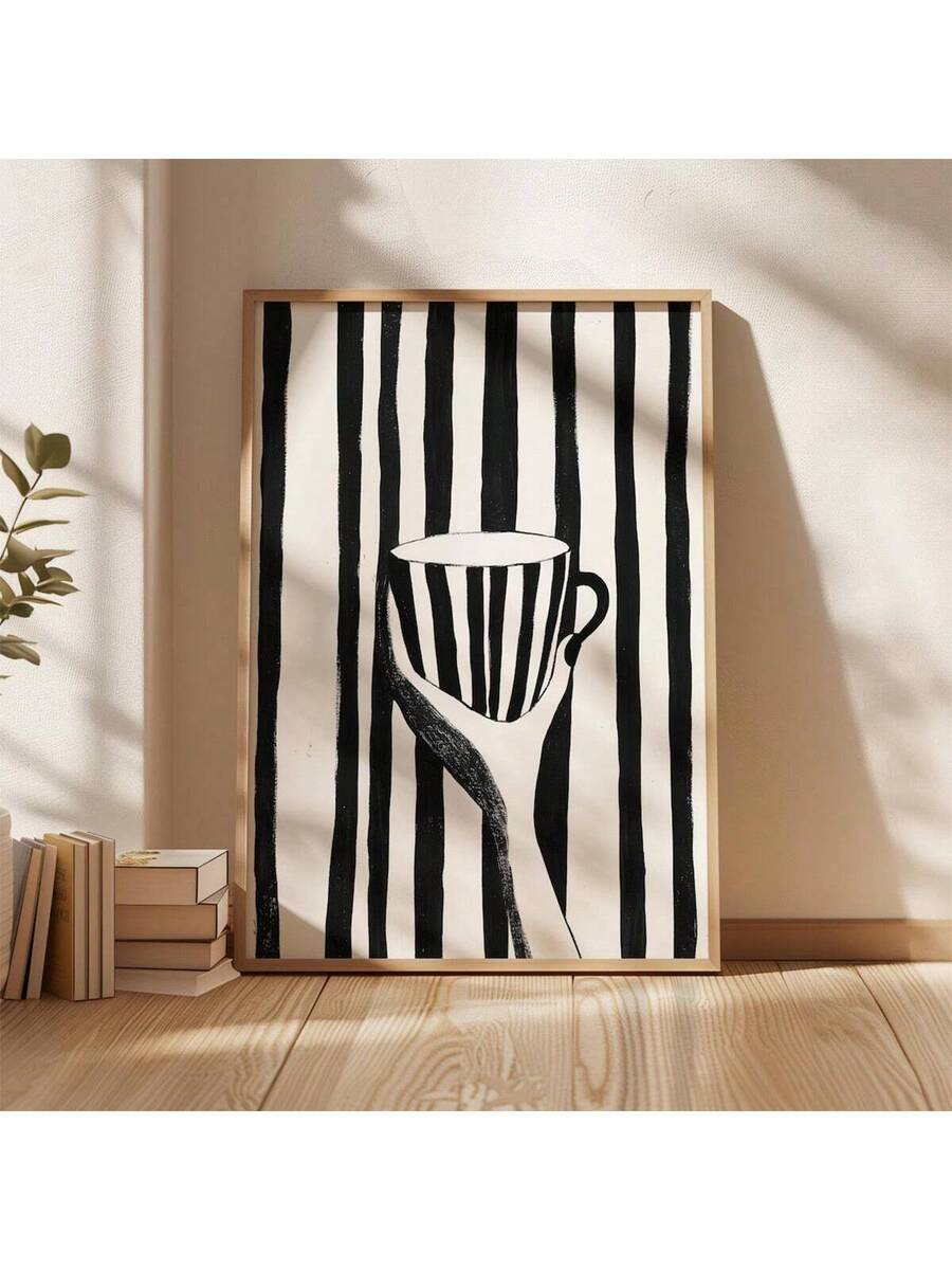 Elevate your kitchen or dining space with this striking minimalist black and white coffee cup wall art print. Featuring clean lines and modern monochrome design, this unframed canvas piece brings contemporary sophistication to any room. The waterproof canvas material ensures durability and longevity, making it perfect for kitchen environments. Its versatile aesthetic complements both modern and transitional interiors, adding visual interest without overwhelming your décor. Display it solo for understated el