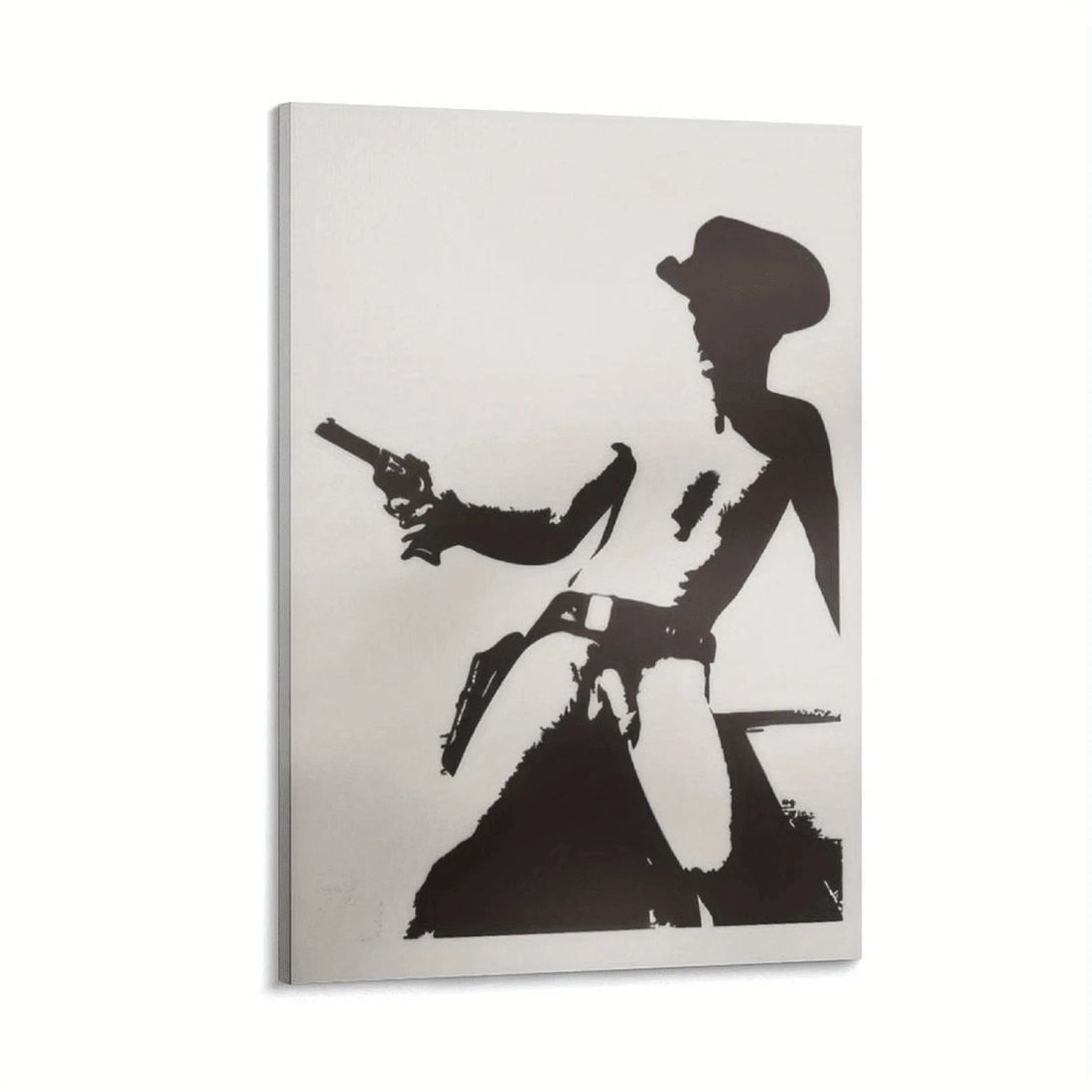 Bring Western charm into your space with this striking minimalist cowboy silhouette canvas art. Featuring a bold black and white design, this modern piece captures the essence of the frontier in clean, contemporary lines. Perfect for dining rooms, bedrooms, or living areas, it works as both framed and unframed art. Crafted on durable canvas with a waterproof finish, this hanging painting resists moisture and wear. The removable design makes it easy to reposition or update your decor whenever inspiration str