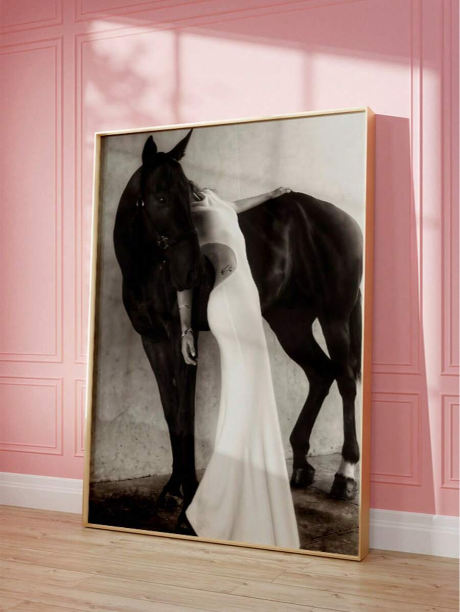 Elevate your space with this striking minimalist canvas art featuring a girl and horse in bold black and white. The clean, modern aesthetic brings contemporary sophistication to any room—living room, bedroom, or dorm. Crafted on durable canvas with waterproof properties, this unframed piece is ready to hang and complements both minimalist and eclectic interiors. A timeless statement piece that transforms walls into galleries.