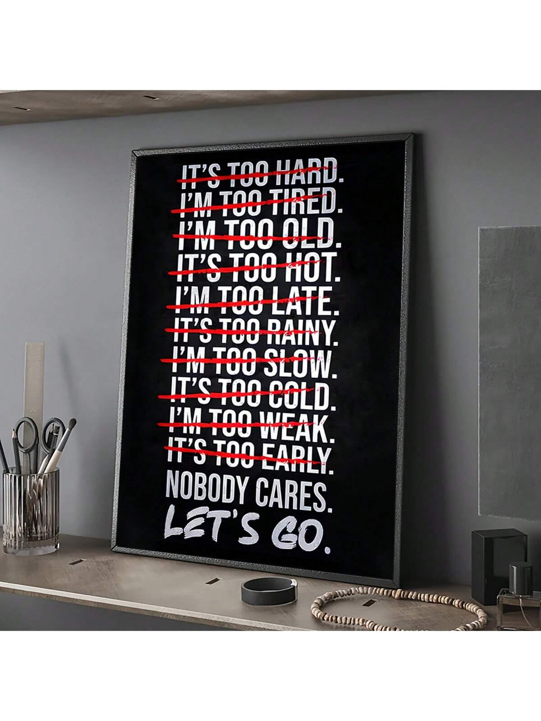 Enhance your workout space with this Minimalist Black and White Motivational Gym Quote Canvas Poster. Designed to inspire focus and determination, its clean aesthetic complements any home gym or living area. Crafted on high-quality canvas, this poster offers both durability and a timeless look, making it an ideal piece to motivate your fitness journey while seamlessly blending with modern decor.