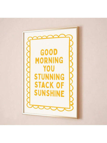 Wake up to daily inspiration with this minimalist canvas wall art featuring the uplifting "Good Morning Sunshine" quote. Crafted on premium chemical fiber canvas using advanced printing technology, this piece delivers crisp, vibrant colors that won't fade over time. The clean, modern design complements any aesthetic bedroom, living room, or home office effortlessly. Water-resistant and durable, it's built to maintain its beauty for years. Includes convenient hanging hardware for hassle-free installation. Pe
