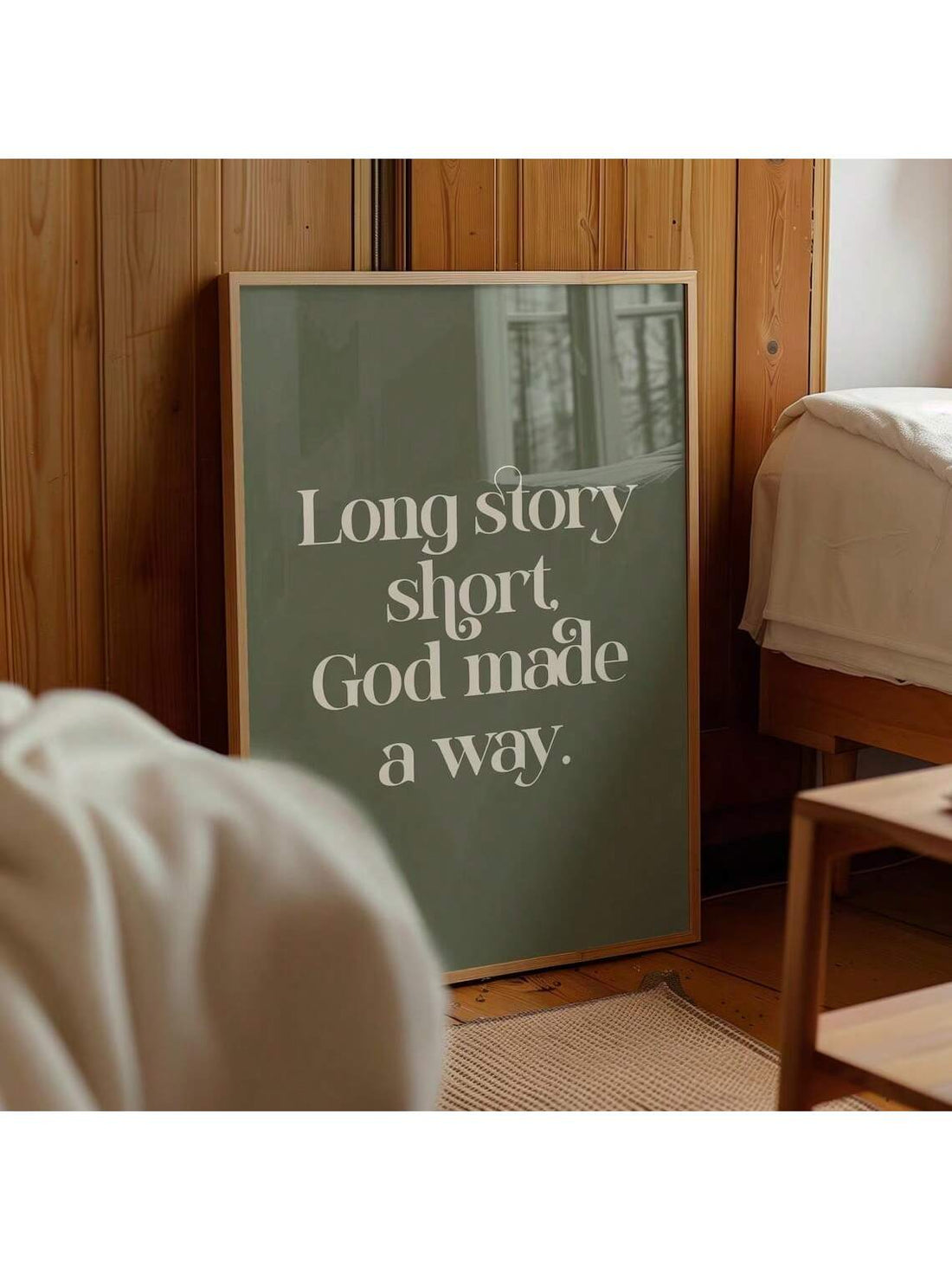 Bring spiritual inspiration into your living space with this minimalist canvas print featuring the powerful message "God Made A Way."
