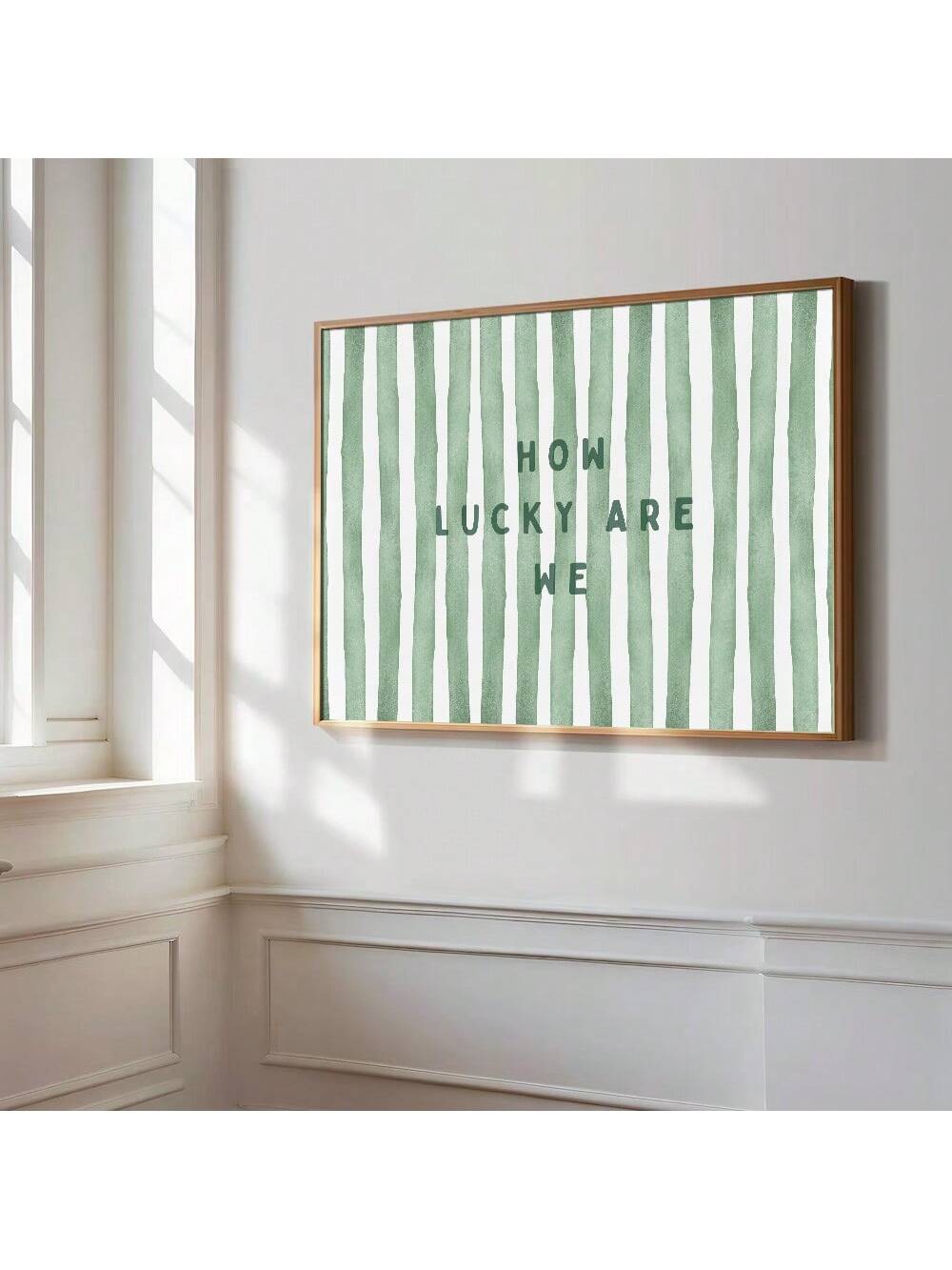 Elevate your living space with this minimalist green typography wall art featuring the phrase "How Lucky." Printed on high-quality canvas without a frame, it offers a sleek, modern aesthetic that complements any stylish home decor. Its subtle green tones bring a calming, natural touch, making it an ideal piece to inspire gratitude and positivity in your environment. Perfect for those seeking understated elegance and meaningful design.