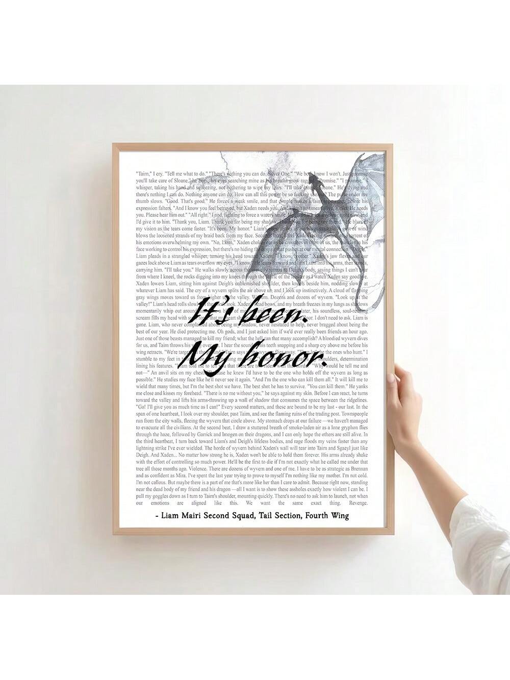 Celebrate literary passion with this striking minimalist poster featuring the iconic "It's Been My Honor" quote paired with elegant dragon imagery. Perfect for book enthusiasts and fantasy fans, this canvas wall art combines sophisticated design with meaningful words that resonate with readers.