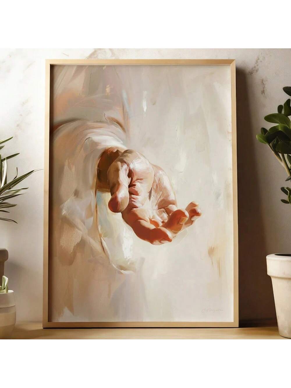 Elevate your home decor with this minimalist canvas print of the iconic hands of Jesus Christ. The clean lines and simplistic design bring a modern touch to any room, while the Christian theme adds a touch of faith to your space. Crafted with precision and professionalism, this wall art is sure to make a statement.