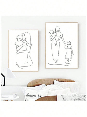 Elevate your home decor with our Minimalist Mother &amp; Daughter Line Art Canvas Print. This stunning abstract wall decor features a modern and sleek design that will add a touch of elegance to any room. The minimalistic style portrays the strong and beautiful bond between a mother and daughter. Bring sophistication and meaning to your space with this unique piece of art.
