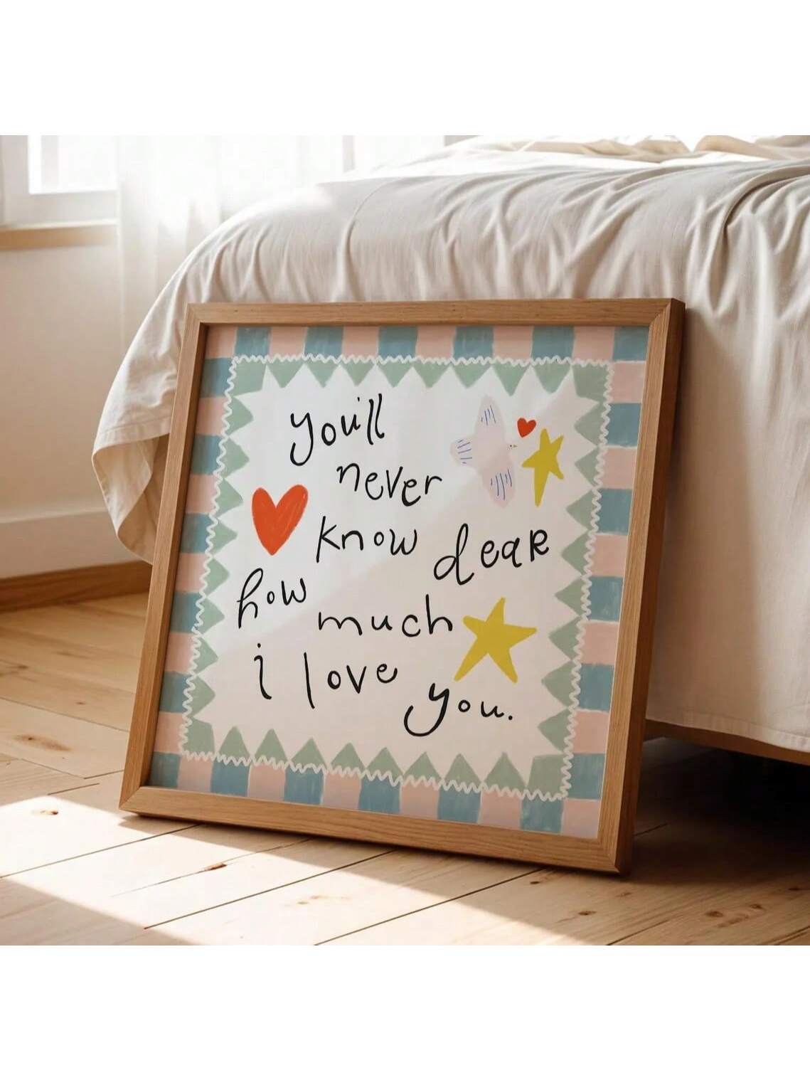 Transform your child's space with this minimalist nursery canvas print, designed to inspire and delight. Featuring thoughtfully curated quotes in clean, modern typography, this wall art brings warmth and personality to kids' rooms and playrooms without visual clutter. 