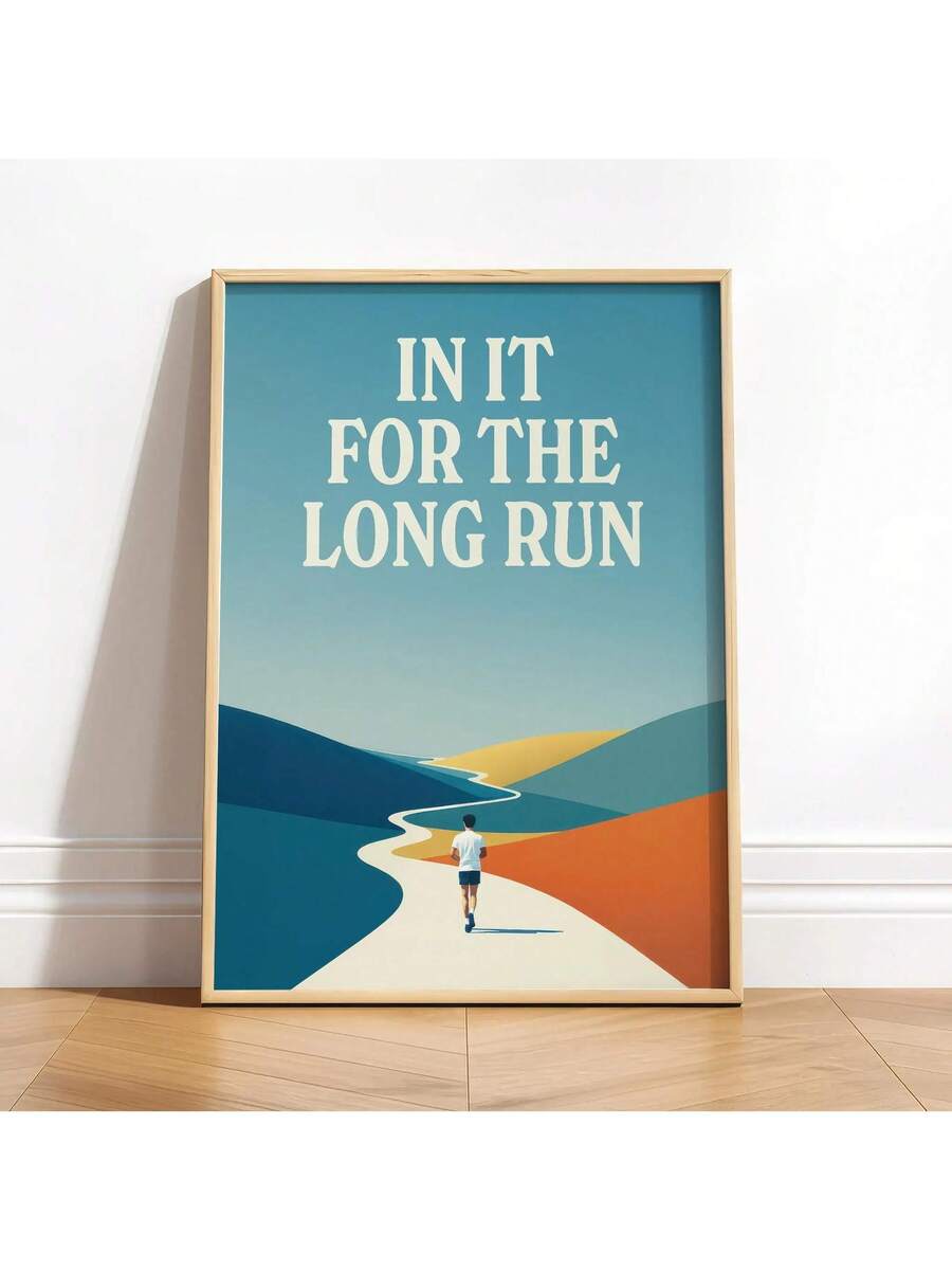 Elevate your space with this minimalist running wall art print that captures the essence of long-distance athleticism and perseverance. Featuring clean, modern typography on durable canvas, this frameless poster delivers an inspirational message perfect for runners, fitness enthusiasts, and anyone seeking daily motivation.