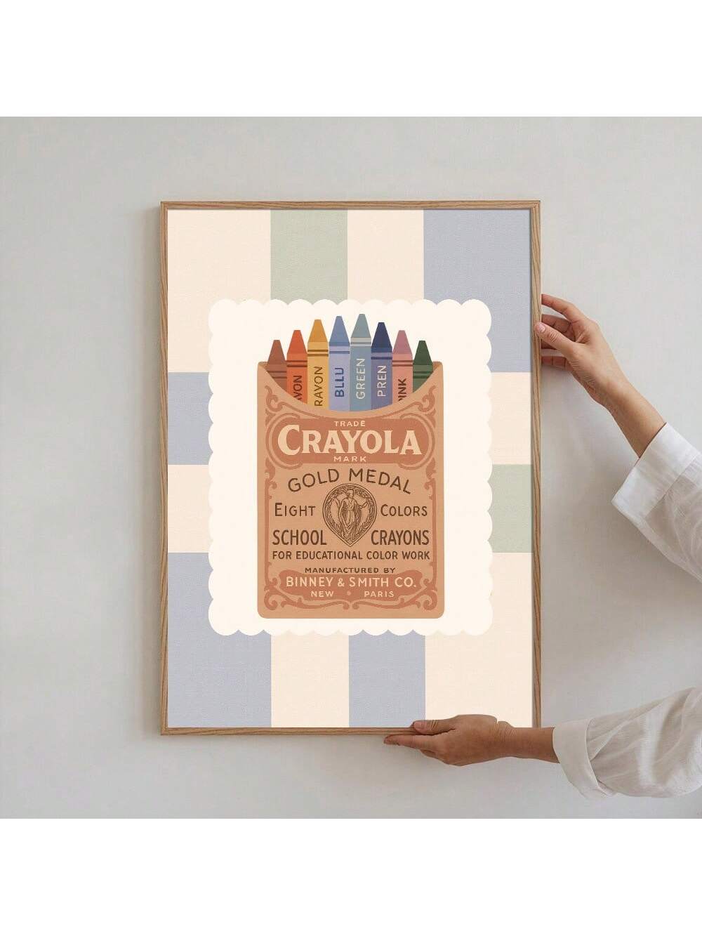 This minimalist unframed crayon nursery poster offers a clean, modern aesthetic ideal for children's rooms, playrooms, or bedrooms. Its simple design encourages imagination while complementing various decor styles without overwhelming the space. Lightweight and easy to frame, it allows for flexible display options, making it a practical and stylish addition to your child’s environment.