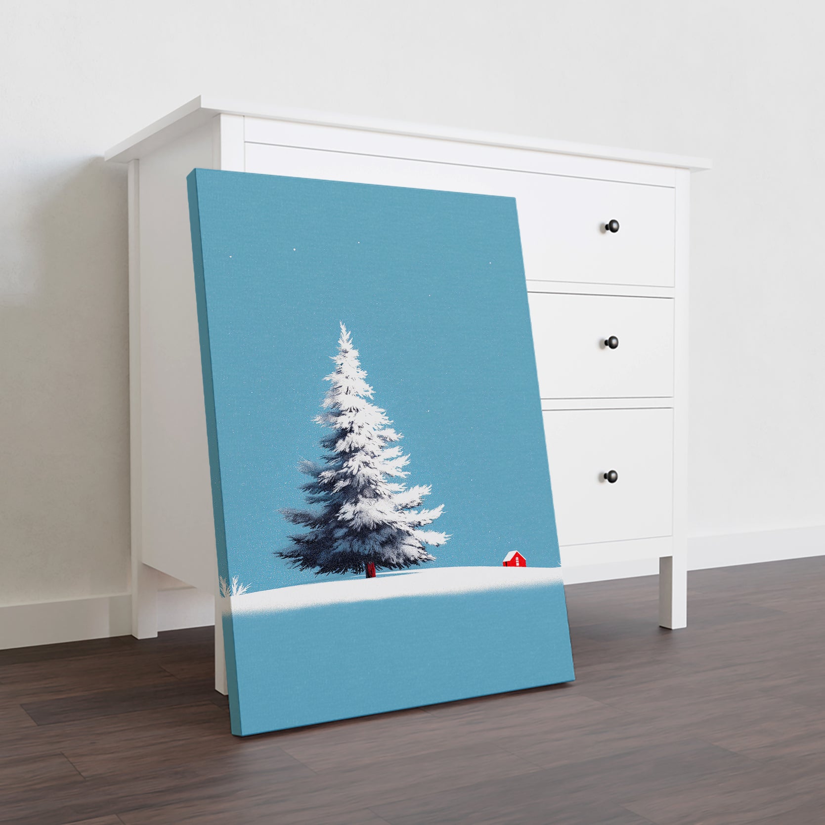 Bring serene winter landscapes into your home with this minimalist canvas art featuring snow-laden pine trees. The clean composition and muted palette create a calming focal point that complements contemporary and traditional interiors alike.