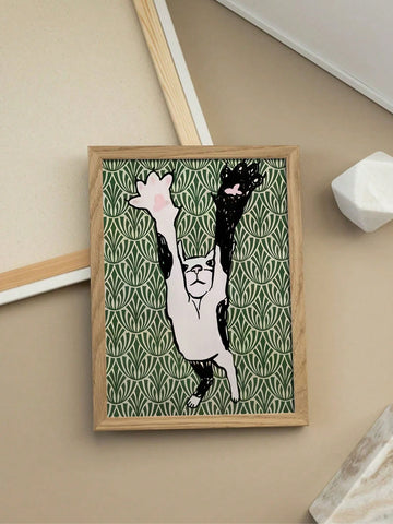 Transform your space with this striking modern abstract cat wall art. Featuring a minimalist design in soothing green and black tones, this canvas print brings contemporary sophistication to any room. 