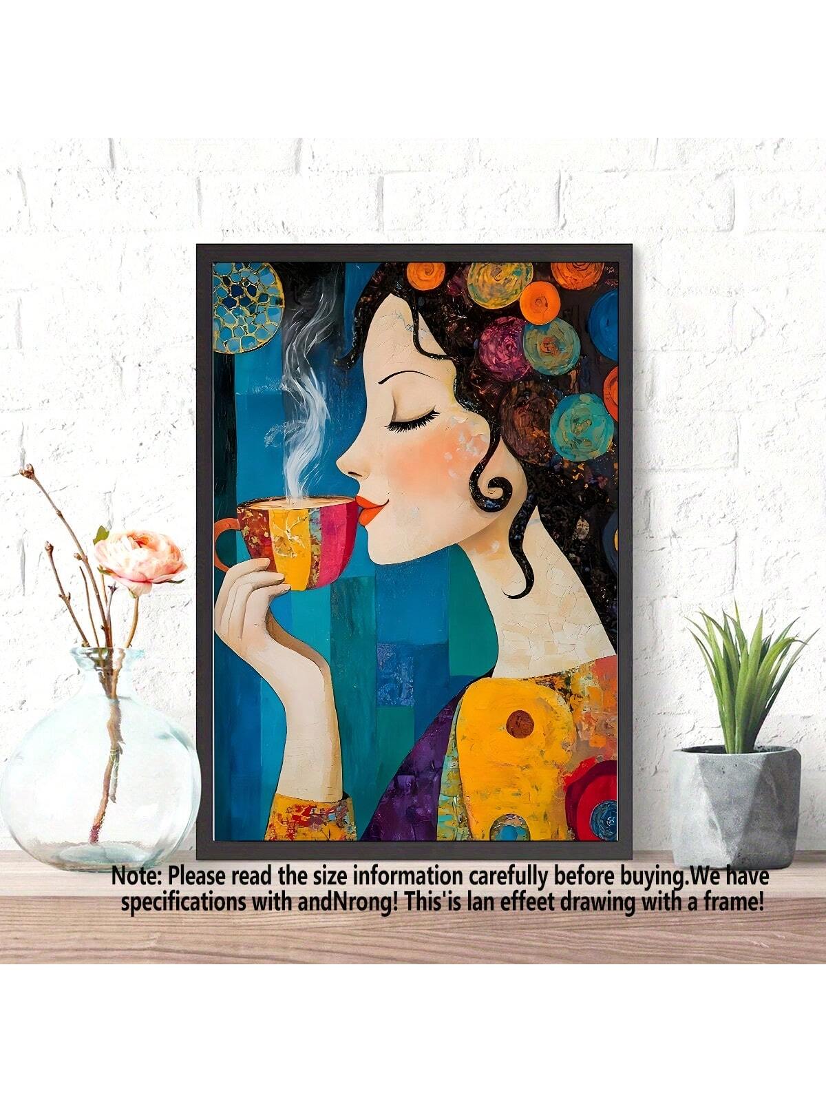 Enhance the ambiance of any space with this chic Modern Abstract Coffee Girl Canvas Wall Art. Expertly crafted and featuring a modern and abstract design, this piece adds a touch of sophistication to your decor. Its versatile style fits seamlessly into any space, making it the perfect addition to your home or office.