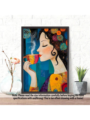 Enhance the ambiance of any space with this chic Modern Abstract Coffee Girl Canvas Wall Art. Expertly crafted and featuring a modern and abstract design, this piece adds a touch of sophistication to your decor. Its versatile style fits seamlessly into any space, making it the perfect addition to your home or office.