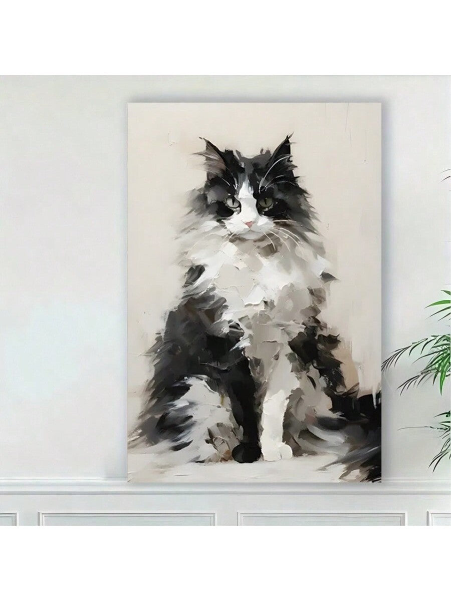 Introduce a touch of whimsy and sophistication to your space with our Modern Abstract Fluffy Black and White Cat Canvas Art. With its unique design and high-quality materials, it brings a stylish and modern touch to any room. Perfect for home, office, bars, and cafés.