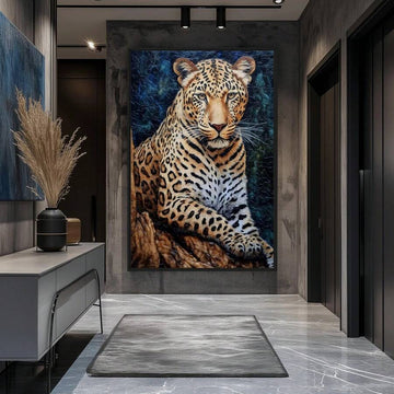 Elevate your space with this striking modern abstract leopard print canvas wall art. Featuring a bold animal pattern design, this unframed painting brings contemporary style to any room—perfect for living rooms, bedrooms, or home offices. Crafted on premium canvas with waterproof properties, it resists moisture and maintains its vibrant appearance over time. The sleek modern aesthetic complements both minimalist and eclectic interiors, adding visual interest and sophistication to your walls.