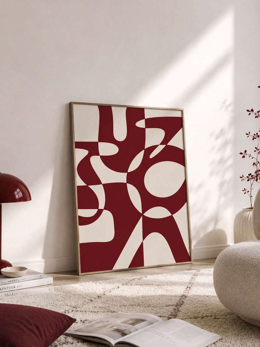 Modern abstract red geometric pattern canvas poster