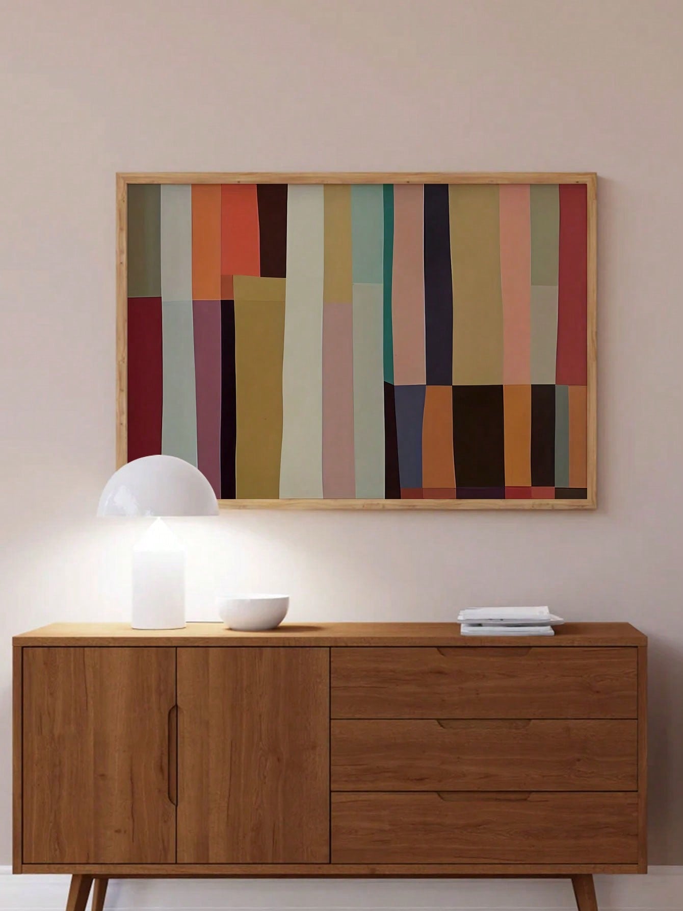 Elevate your interior with this Modern Abstract Vertical Stripe Wall Art, designed without a frame for a sleek, contemporary look. Its clean vertical lines and abstract design add depth and sophistication, making it an ideal focal point for living rooms, bedrooms, or home offices. Crafted to complement modern decor, this piece enhances any space with subtle texture and visual interest while maintaining a minimalist aesthetic.